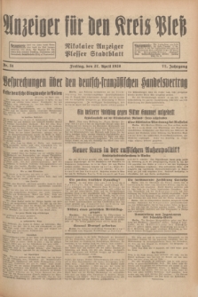Anzeiger für den Kreis Pleß : Nikolaier Anzeiger : Plesser Stadtblatt. Jg.77, Nr. 51 (27 April 1928)