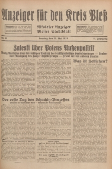 Anzeiger für den Kreis Pleß : Nikolaier Anzeiger : Plesser Stadtblatt. Jg.77, Nr. 61 (20 Mai 1928)