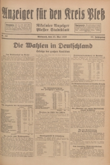 Anzeiger für den Kreis Pleß : Nikolaier Anzeiger : Plesser Stadtblatt. Jg.77, Nr. 62 (23 Mai 1928)