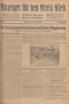 Anzeiger für den Kreis Pleß : Nikolaier Anzeiger : Plesser Stadtblatt. Jg.77, Nr. 63 (25 Mai 1928)