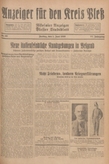 Anzeiger für den Kreis Pleß : Nikolaier Anzeiger : Plesser Stadtblatt. Jg.77, Nr. 66 (1 Juni 1928)