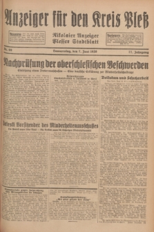 Anzeiger für den Kreis Pleß : Nikolaier Anzeiger : Plesser Stadtblatt. Jg.77, Nr. 69 (7 Juni 1928)
