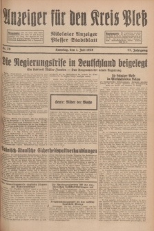 Anzeiger für den Kreis Pleß : Nikolaier Anzeiger : Plesser Stadtblatt. Jg.77, Nr. 79 (1 Juli 1928)