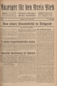 Anzeiger für den Kreis Pleß : Nikolaier Anzeiger : Plesser Stadtblatt. Jg.77, Nr. 81 (6 Juli 1928)