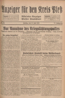 Anzeiger für den Kreis Pleß : Nikolaier Anzeiger : Plesser Stadtblatt. Jg.77, Nr. 84 (13 Juli 1928)