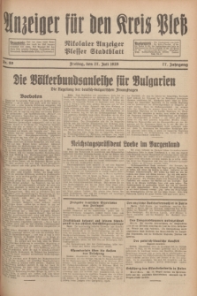 Anzeiger für den Kreis Pleß : Nikolaier Anzeiger : Plesser Stadtblatt. Jg.77, Nr. 90 (27 Juli 1928)
