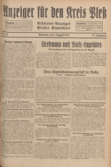 Anzeiger für den Kreis Pleß : Nikolaier Anzeiger : Plesser Stadtblatt. Jg.77, Nr. 92 (1 August 1928)