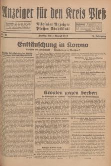 Anzeiger für den Kreis Pleß : Nikolaier Anzeiger : Plesser Stadtblatt. Jg.77, Nr. 93 (3 August 1928)