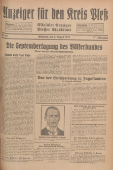 Anzeiger für den Kreis Pleß : Nikolaier Anzeiger : Plesser Stadtblatt. Jg.77, Nr. 95 (8 August 1928)