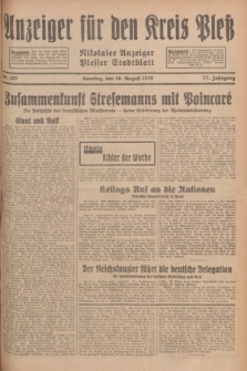 Anzeiger für den Kreis Pleß : Nikolaier Anzeiger : Plesser Stadtblatt. Jg.77, Nr. 103 (26 August 1928)