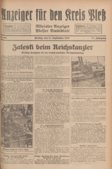 Anzeiger für den Kreis Pleß : Nikolaier Anzeiger : Plesser Stadtblatt. Jg.77, Nr. 111 (14 September 1928)