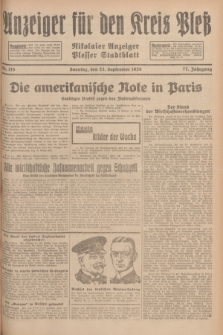 Anzeiger für den Kreis Pleß : Nikolaier Anzeiger : Plesser Stadtblatt. Jg.77, Nr. 115 (23 September 1928)