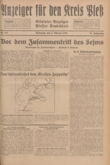 Anzeiger für den Kreis Pleß : Nikolaier Anzeiger : Plesser Stadtblatt. Jg.77, Nr. 119 (3 Oktober 1928)