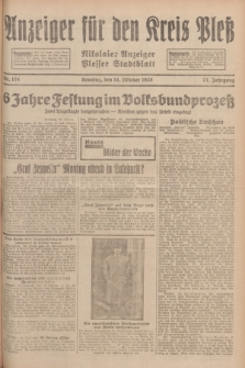 Anzeiger für den Kreis Pleß : Nikolaier Anzeiger : Plesser Stadtblatt. Jg.77, Nr. 124 (14 Oktober 1928)