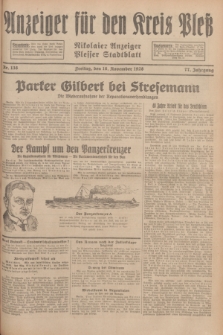 Anzeiger für den Kreis Pleß : Nikolaier Anzeiger : Plesser Stadtblatt. Jg.77, Nr. 138 (16 November 1928)
