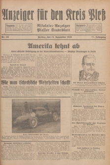 Anzeiger für den Kreis Pleß : Nikolaier Anzeiger : Plesser Stadtblatt. Jg.77, Nr. 141 (23 November 1928)