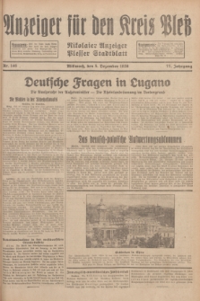 Anzeiger für den Kreis Pleß : Nikolaier Anzeiger : Plesser Stadtblatt. Jg.77, Nr. 146 (5 Dezember 1928)