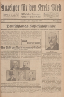 Anzeiger für den Kreis Pleß : Nikolaier Anzeiger : Plesser Stadtblatt. Jg.77, Nr. 148 (8 Dezember 1928)