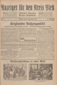 Anzeiger für den Kreis Pleß : Nikolaier Anzeiger : Plesser Stadtblatt. Jg.77, Nr. 154 (23 Dezember 1928)