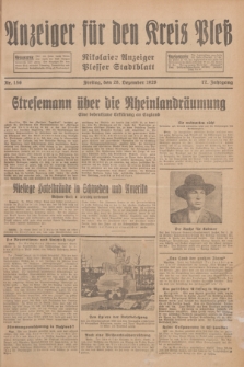 Anzeiger für den Kreis Pleß : Nikolaier Anzeiger : Plesser Stadtblatt. Jg.77, Nr. 156 (28 Dezember 1928)