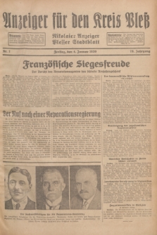 Anzeiger für den Kreis Pleß : Nikolaier Anzeiger : Plesser Stadtblatt. Jg.78, Nr. 2 (4 Januar 1929)