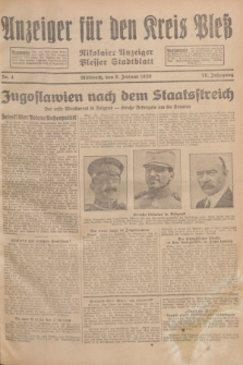 Anzeiger für den Kreis Pleß : Nikolaier Anzeiger : Plesser Stadtblatt. Jg.78, Nr. 4 (9 Januar 1929)