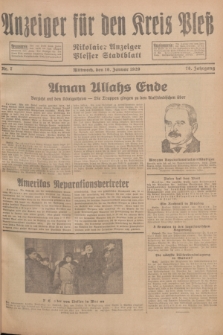 Anzeiger für den Kreis Pleß : Nikolaier Anzeiger : Plesser Stadtblatt. Jg.78, Nr. 7 (16 Januar 1929)