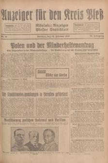 Anzeiger für den Kreis Pleß : Nikolaier Anzeiger : Plesser Stadtblatt. Jg.78, Nr. 18 (10 Februar 1929)