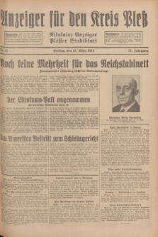 Anzeiger für den Kreis Pleß : Nikolaier Anzeiger : Plesser Stadtblatt. Jg.78, Nr. 32 (15 März 1929)