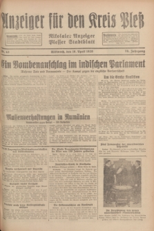 Anzeiger für den Kreis Pleß : Nikolaier Anzeiger : Plesser Stadtblatt. Jg.78, Nr. 43 (10 April 1929)