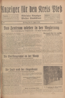 Anzeiger für den Kreis Pleß : Nikolaier Anzeiger : Plesser Stadtblatt. Jg.78, Nr. 44 (12 April 1929)