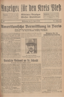 Anzeiger für den Kreis Pleß : Nikolaier Anzeiger : Plesser Stadtblatt. Jg.78, Nr. 49 (24 April 1929)