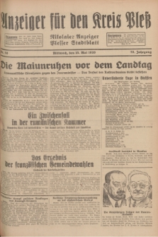 Anzeiger für den Kreis Pleß : Nikolaier Anzeiger : Plesser Stadtblatt. Jg.78, Nr. 58 (15 Mai 1929)