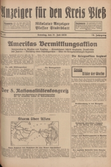 Anzeiger für den Kreis Pleß : Nikolaier Anzeiger : Plesser Stadtblatt. Jg.78, Nr. 87 (21 Juli 1929)