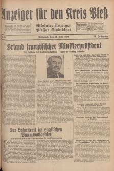 Anzeiger für den Kreis Pleß : Nikolaier Anzeiger : Plesser Stadtblatt. Jg.78, Nr. 91 (31 Juli1929)