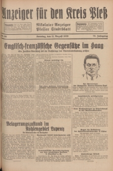 Anzeiger für den Kreis Pleß : Nikolaier Anzeiger : Plesser Stadtblatt. Jg.78, Nr. 96 (11 August 1929)