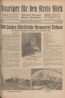 Anzeiger für den Kreis Pleß : Nikolaier Anzeiger : Plesser Stadtblatt. Jg.78, Nr. 105 (31 August 1929)