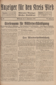 Anzeiger für den Kreis Pleß : Nikolaier Anzeiger : Plesser Stadtblatt. Jg.78, Nr. 109 (11 September 1929)