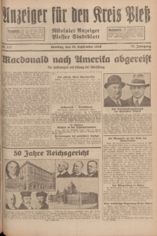 Anzeiger für den Kreis Pleß : Nikolaier Anzeiger : Plesser Stadtblatt. Jg.78, Nr. 117 (29 September 1929)
