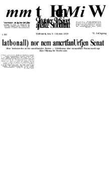 Anzeiger für den Kreis Pleß : Nikolaier Anzeiger : Plesser Stadtblatt. Jg.78, Nr. 121 (9 October 1929)