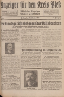 Anzeiger für den Kreis Pleß : Nikolaier Anzeiger : Plesser Stadtblatt. Jg.78, Nr. 128 (25 October 1929)