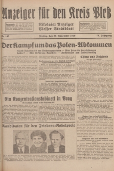 Anzeiger für den Kreis Pleß : Nikolaier Anzeiger : Plesser Stadtblatt. Jg.78, Nr. 143 (29 November 1929)