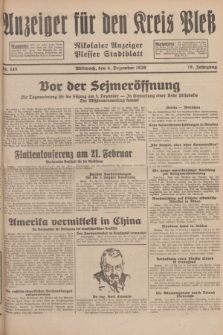 Anzeiger für den Kreis Pleß : Nikolaier Anzeiger : Plesser Stadtblatt. Jg.78, Nr. 145 (4 December 1929)