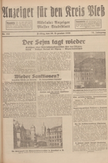 Anzeiger für den Kreis Pleß : Nikolaier Anzeiger : Plesser Stadtblatt. Jg.78, Nr. 152 (20 Dezember 1929)