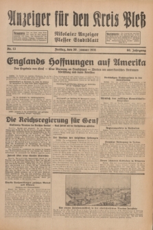 Anzeiger für den Kreis Pleß : Nikolaier Anzeiger : Plesser Stadtblatt. Jg.80, Nr. 13 (30 Januar 1931)