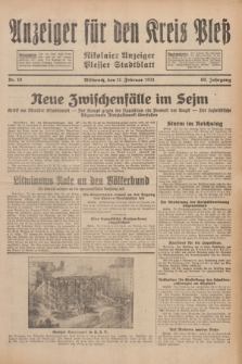 Anzeiger für den Kreis Pleß : Nikolaier Anzeiger : Plesser Stadtblatt. Jg.80, Nr. 18 (11 Februar 1931)