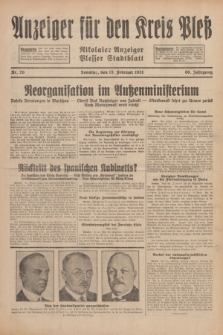 Anzeiger für den Kreis Pleß : Nikolaier Anzeiger : Plesser Stadtblatt. Jg.80, Nr. 20 (15 Februar 1931)