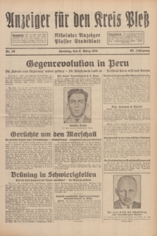 Anzeiger für den Kreis Pleß : Nikolaier Anzeiger : Plesser Stadtblatt. Jg.80, Nr. 29 (8 März 1931)