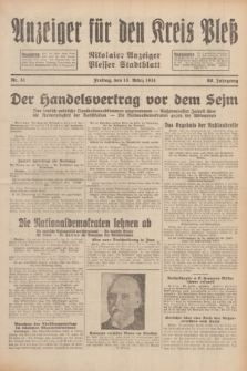 Anzeiger für den Kreis Pleß : Nikolaier Anzeiger : Plesser Stadtblatt. Jg.80, Nr. 31 (13 März 1931)