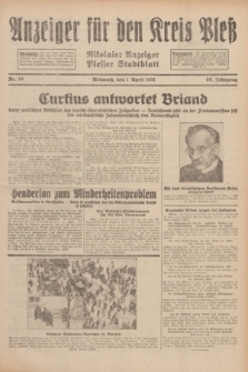 Anzeiger für den Kreis Pleß : Nikolaier Anzeiger : Plesser Stadtblatt. Jg.80, Nr. 39 (1 April 1931)